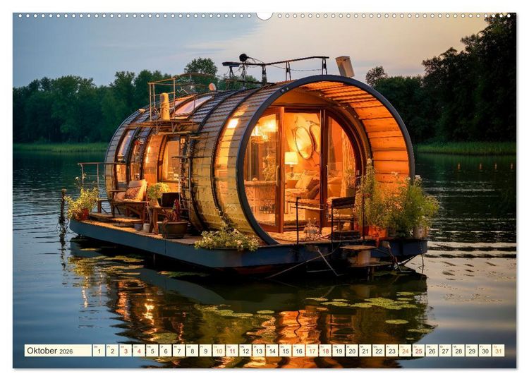 Produktbild: Hausboote Wohn Fantasien (hochwertiger Premium Wandkalender 2026 DIN A2 quer), Kunstdruck in Hochglanz