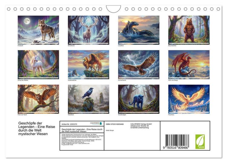Produktbild: Gesch&ouml;pfe der Legenden - Eine Reise durch die Welt mystischer Wesen (Wandkalender 2027 DIN A4 quer), CALVENDO Monatskalender