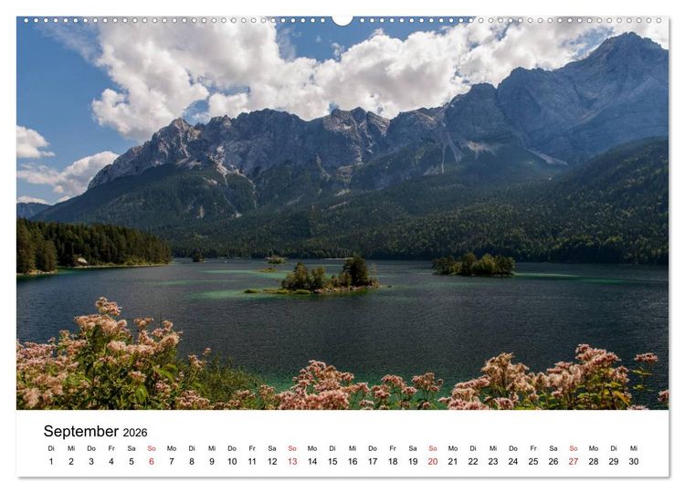 Produktbild: Berge und Seen rund um die Zugspitze (hochwertiger Premium Wandkalender 2026 DIN A2 quer), Kunstdruck in Hochglanz