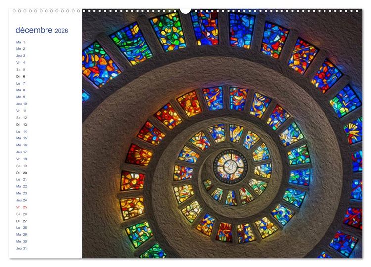 Produktbild: LES VITRAUX (Calendrier mural 2026 DIN A2 vertical) calendrier de bureau