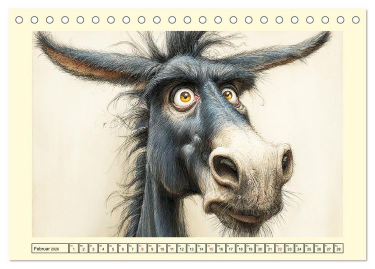 Produktbild: Esel mit Haltung. Karikaturen zwischen Humor und Melancholie (Tischkalender 2026 DIN A5 quer), CALVENDO Monatskalender