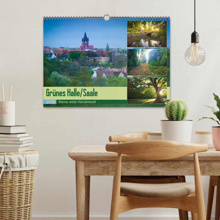 Produktbild: Gr&uuml;nes Halle/Saale - Meine wilde H&auml;ndelstadt (Wandkalender 2026 DIN A3 quer), CALVENDO Monatskalender