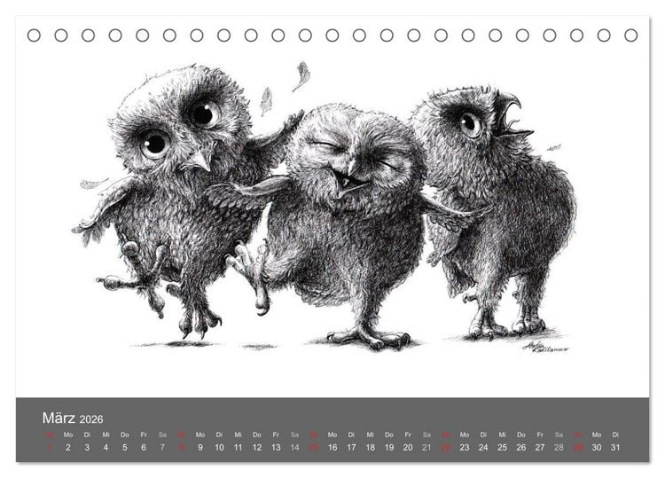 Produktbild: owls & friends 2026 (Tischkalender 2026 DIN A5 quer), CALVENDO Monatskalender