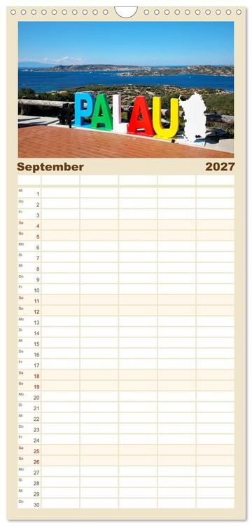 Produktbild: Familienplaner 2027 - Traumhaftes Sardinien mit 5 Spalten (Wandkalender, 21 x 45 cm) CALVENDO