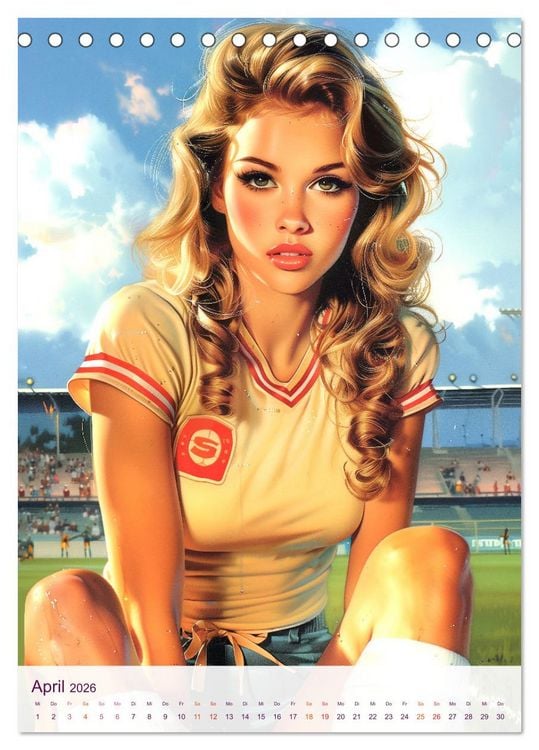 Produktbild: Frauenfu&szlig;ball - Old School Poster Style (Tischkalender 2026 DIN A5 hoch), CALVENDO Monatskalender