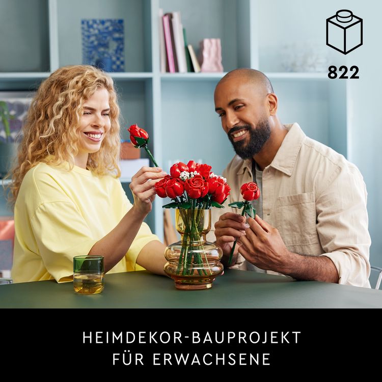 Produktbild: LEGO Botanicals 10328 Rosenstrau&szlig;, Kunstblumen Set mit k&uuml;nstlichen Rosen