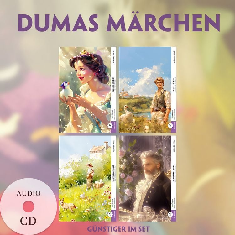 Produktbild: 4 Dumas Märchen (4 Bücher + Audio-CDs) - Frank-Lesemethode - Kommentierte zweisprachige Ausgabe Französisch-Deutsch