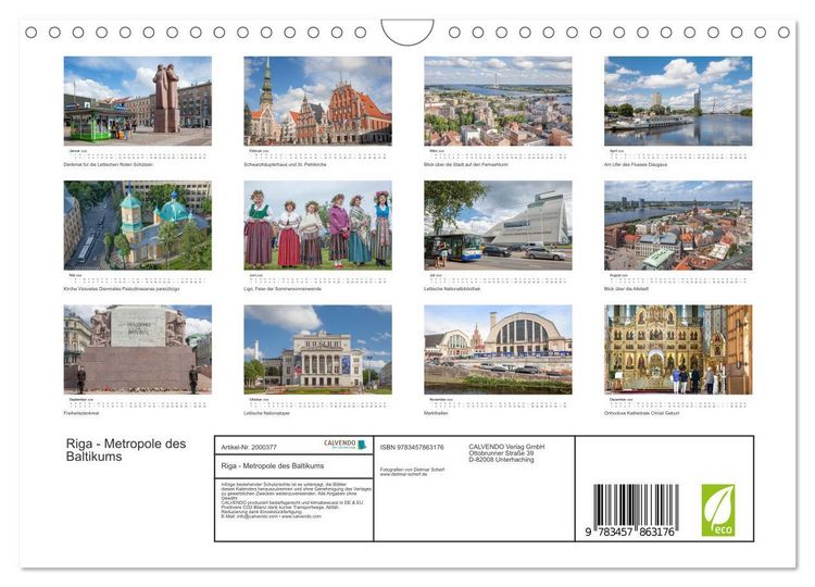 Produktbild: Riga - Metropole des Baltikums (Wandkalender 2026 DIN A4 quer), CALVENDO Monatskalender
