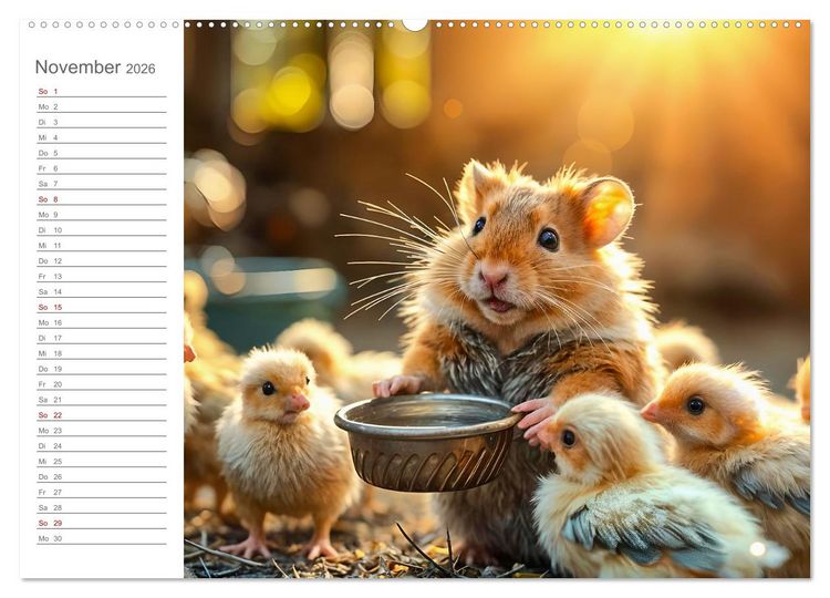 Produktbild: Hamsterhausen - Ein Hamster und seine tierischen Freunde (Wandkalender 2026 DIN A2 quer), CALVENDO Monatskalender