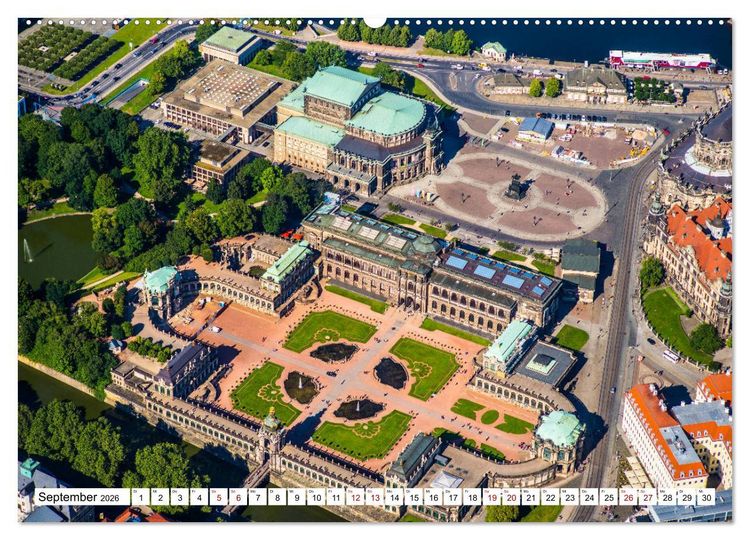 Produktbild: Sachsens Glanz - historische H&ouml;hepunkte aus der Vogelperspektive (hochwertiger Premium Wandkalender 2026 DIN A2 quer), Kunstdruck in Hochglanz