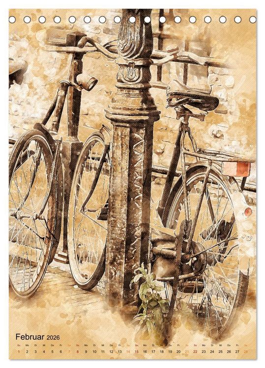 Produktbild: Fahrrad - Retro-Kalender (Tischkalender 2026 DIN A5 hoch), CALVENDO Monatskalender