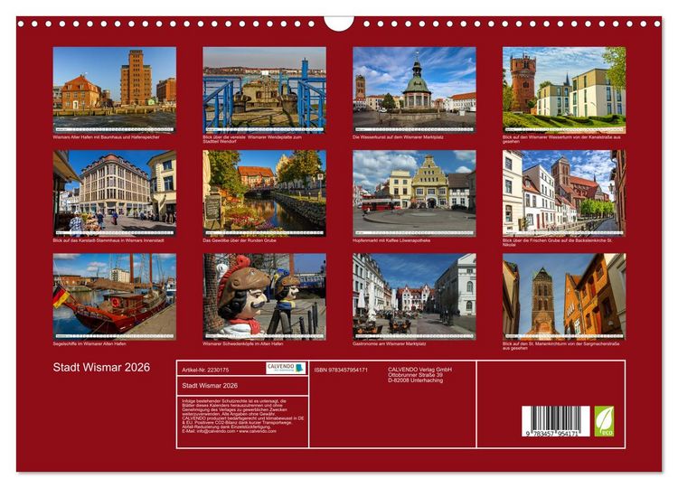 Produktbild: Stadt Wismar 2026 (Wandkalender 2026 DIN A3 quer), CALVENDO Monatskalender