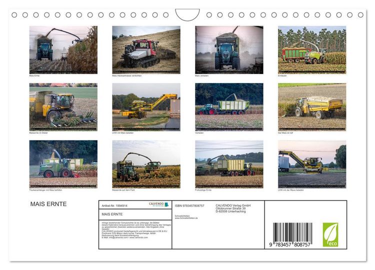 Produktbild: MAIS ERNTE (Wandkalender 2026 DIN A4 quer), CALVENDO Monatskalender