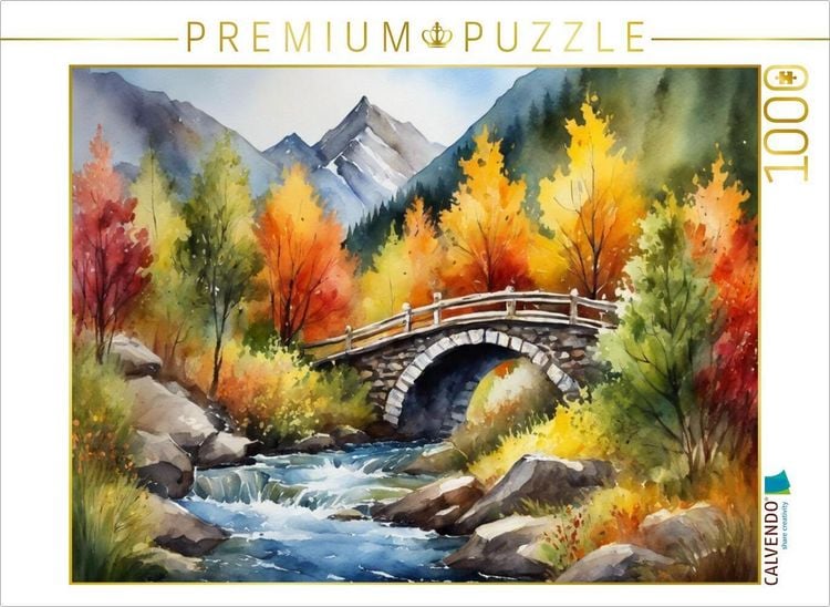 Produktbild: CALVENDO Puzzle Br&uuml;cke &uuml;ber einen Bergbach | 1000 Teile Lege-Gr&ouml;&szlig;e 64x48cm Foto-Puzzle f&uuml;r gl&uuml;ckliche Stunden