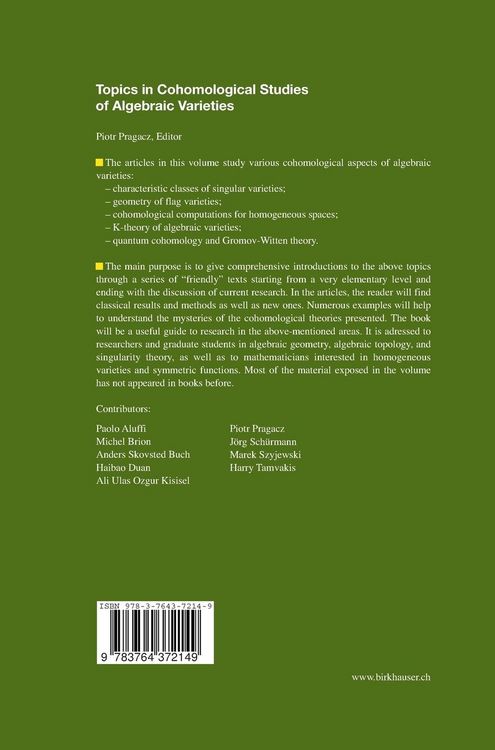 Produktbild: Topics in Cohomological Studies of Algebraic Varieties