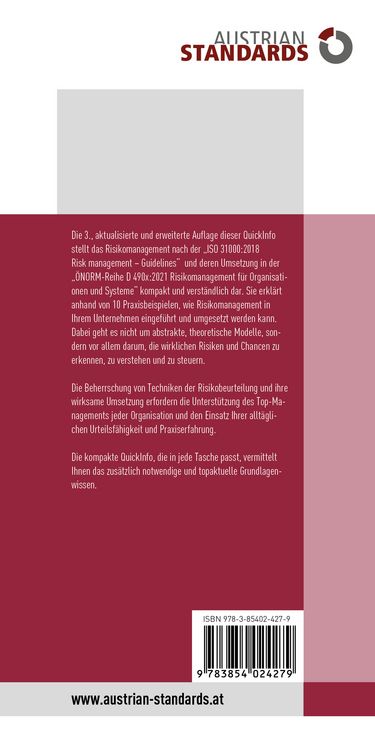 Produktbild: Risikomanagement nach ISO 31000:2018 und &Ouml;NORM-Reihe D 490x:2021