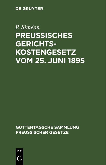 Produktbild: Preu&szlig;isches Gerichtskostengesetz. Vom 25. Juni 1895