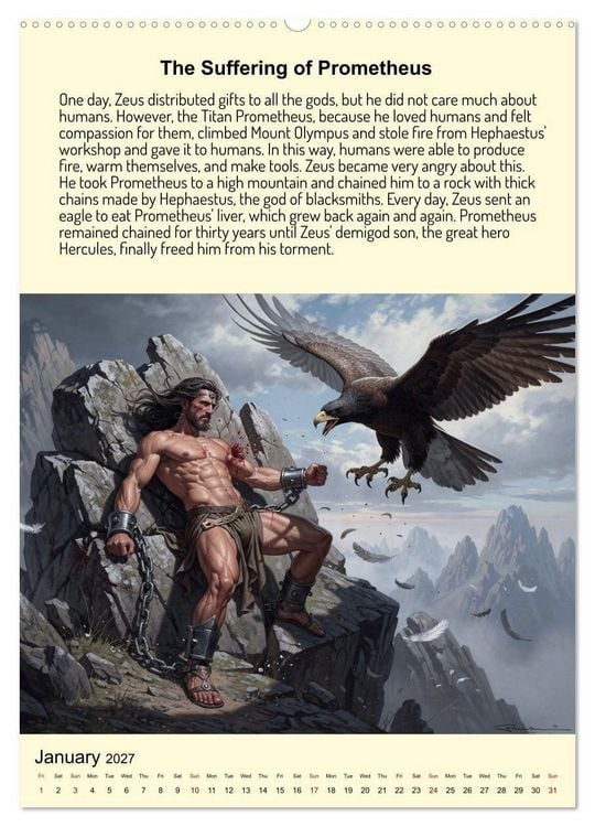 Produktbild: Legends of the Greek Mythology (Wall Calendar 2027 DIN A2 portrait), CALVENDO 12 Month Wall Calendar