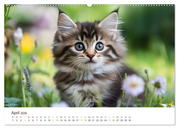 Produktbild: Zauberhafte Katzenbabys (Wandkalender 2026 DIN A2 quer), CALVENDO Monatskalender