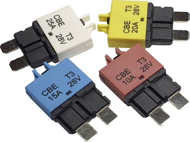 Produktbild: Hansor Circuit Breaker Standard, type 3, Manual Reset, 20A CBE3 Series 20A Sicherungsautomat Standard Flachsicherung 20 A Gelb 1 St.