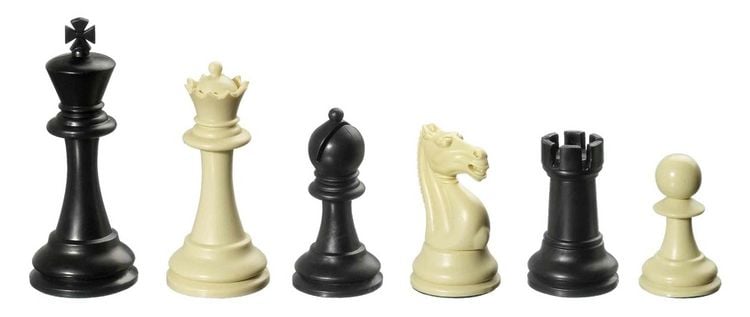 Produktbild: Schachfiguren Nerva, Königshöhe 95 mm, Kunststoff, gewichtet, schwarz creme, im Polybeutel