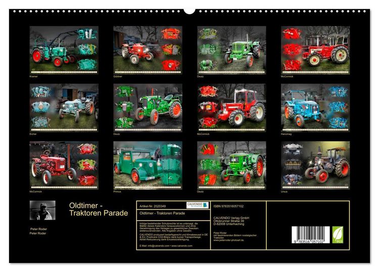 Produktbild: Oldtimer - Traktoren Parade (hochwertiger Premium Wandkalender 2026 DIN A2 quer), Kunstdruck in Hochglanz