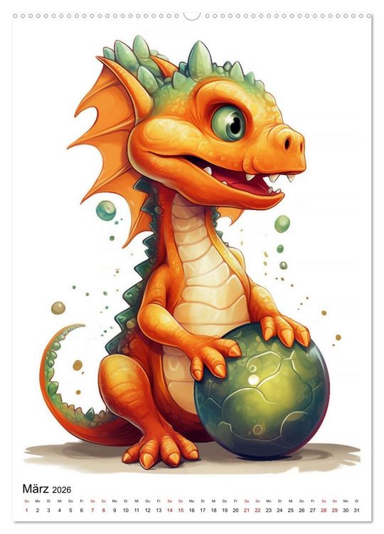 Produktbild: Drachen Kinder (Wandkalender 2026 DIN A2 hoch), CALVENDO Monatskalender