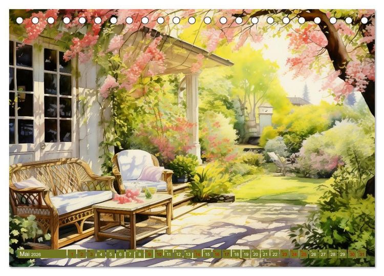 Produktbild: Lauschige Gartenecken (Tischkalender 2026 DIN A5 quer), CALVENDO Monatskalender
