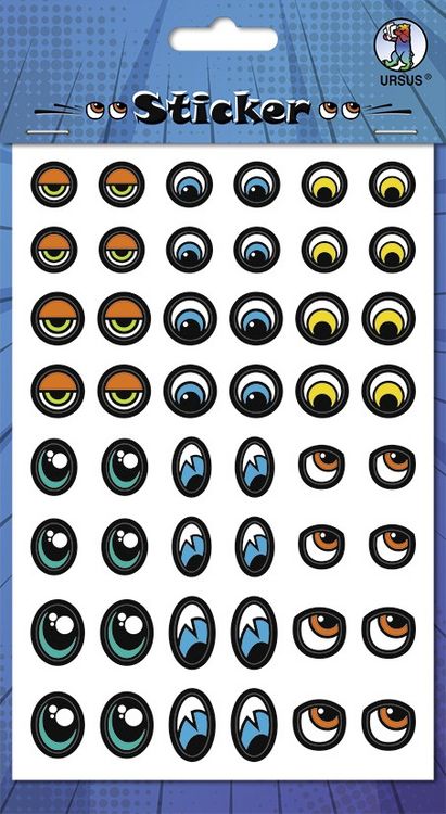 Produktbild: URSUS Dekorationsartikel Sticker Augen, bunt, 100 selbstklebende Stiker