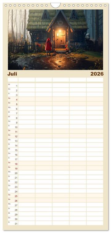 Produktbild: Familienplaner 2026 - Rotk&auml;ppchen und der Wolf mit 5 Spalten (Wandkalender, 21 x 45 cm) CALVENDO