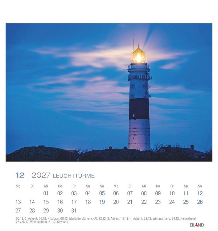 Produktbild: Leuchtt&uuml;rme Postkartenkalender 2027 - Leuchten des Nordens