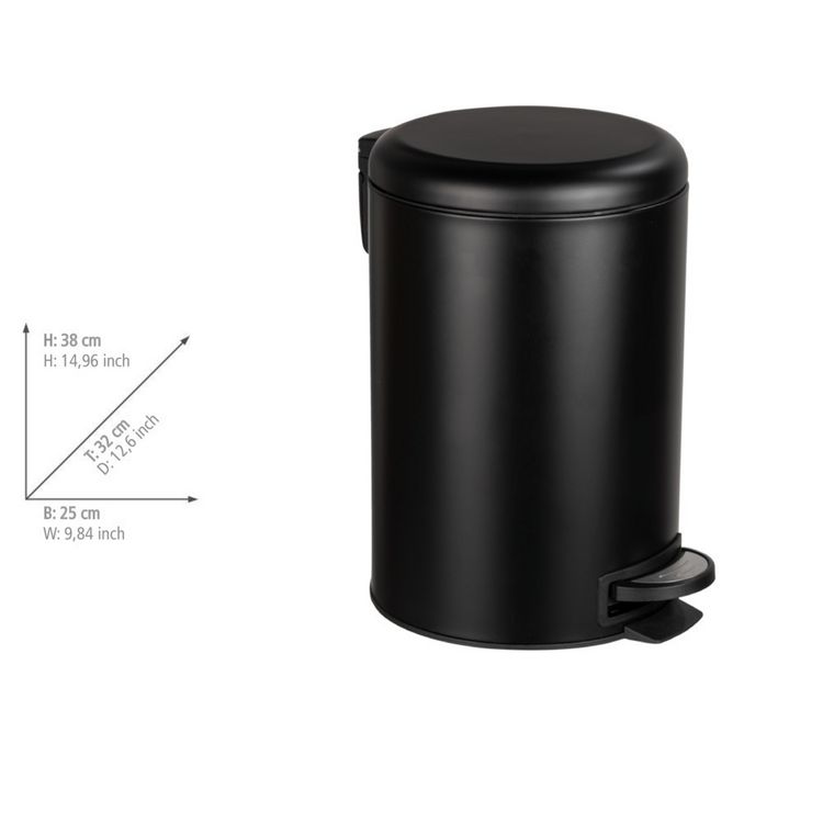 Produktbild: Treteimer Mod. Leman Easy-Close Schwarz 12 L, mit herausnehmbarem Einsatz