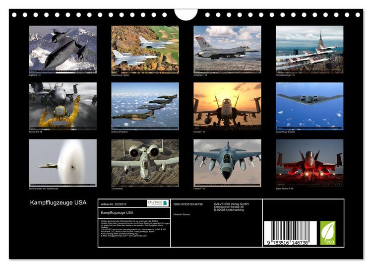 Produktbild: Kampfflugzeuge USA (Wandkalender 2026 DIN A4 quer), CALVENDO Monatskalender