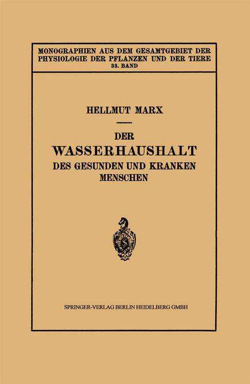 Produktbild: Der Wasserhaushalt des Gesunden und Kranken Menschen