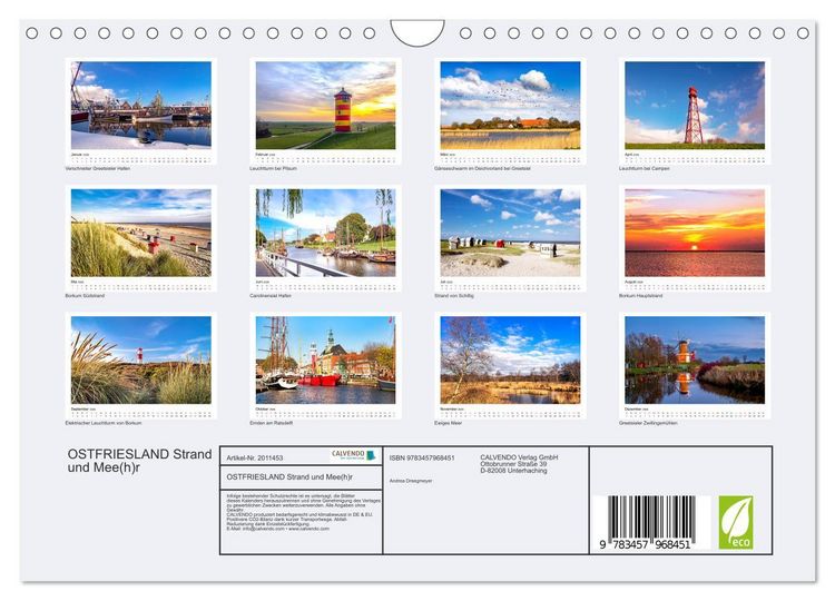 Produktbild: OSTFRIESLAND Strand und Mee(h)r (Wandkalender 2026 DIN A4 quer), CALVENDO Monatskalender
