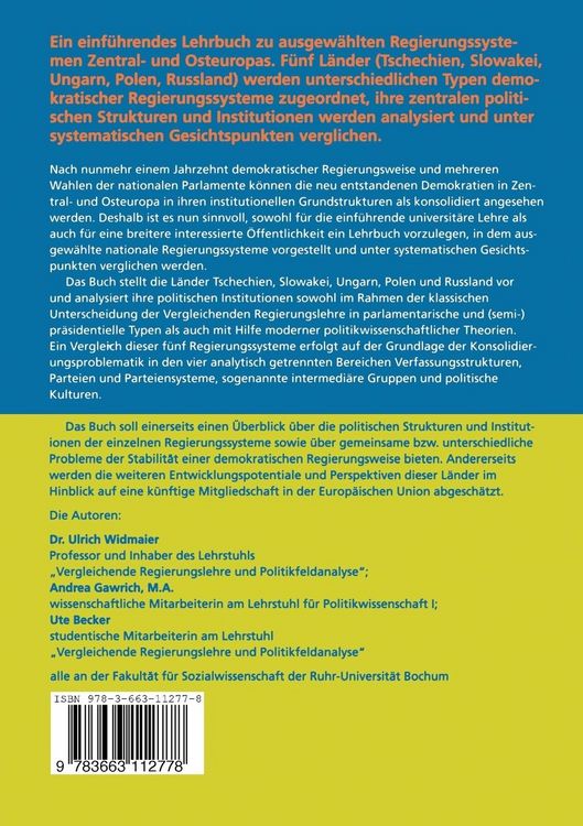 Produktbild: Regierungssysteme Zentral- und Osteuropas