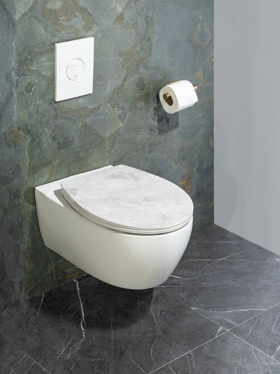 Produktbild: Premium WC-Sitz Mod. White Marble mit Relief, mit Absenkautomatik