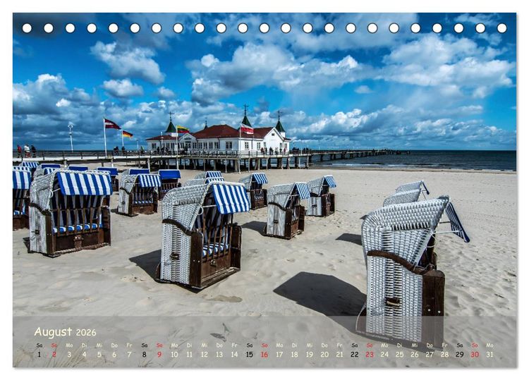 Produktbild: K&uuml;stenimpressionen von den Ostseeinseln R&uuml;gen und Usedom (Tischkalender 2026 DIN A5 quer), CALVENDO Monatskalender