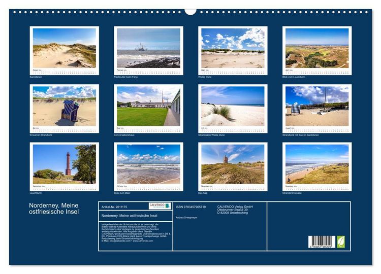 Produktbild: Norderney. Meine ostfriesische Insel (Wandkalender 2026 DIN A2 quer), CALVENDO Monatskalender