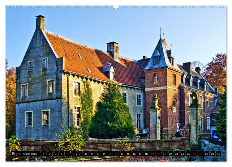 Produktbild: M&uuml;nsterland Romantik - Romantische Schl&ouml;sser und Wasserburgen (hochwertiger Premium Wandkalender 2026 DIN A2 quer), Kunstdruck in Hochglanz