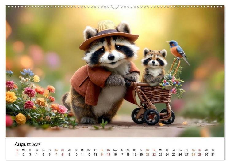 Produktbild: Waschb&auml;ren - Klein. Knuddelig. Herzerw&auml;rmend. (Wandkalender 2027 DIN A2 quer), CALVENDO Monatskalender