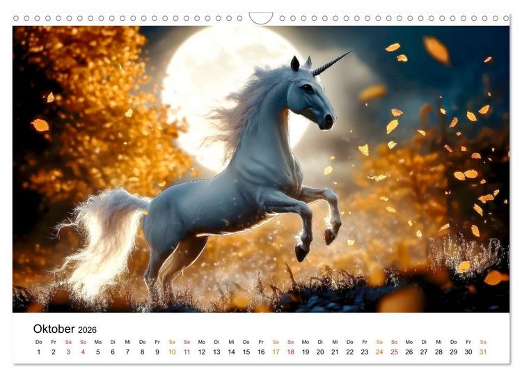 Produktbild: Einhorn-Welten - zwischen Fantasie und Wirklichkeit (Wandkalender 2026 DIN A3 quer), CALVENDO Monatskalender