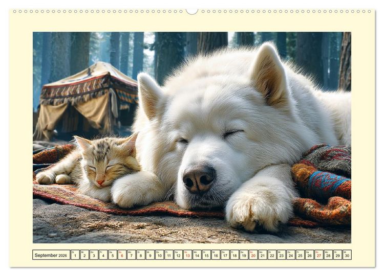 Produktbild: Flauschige Samojeden. Zauberhafte Wolken auf vier Pfoten (Wandkalender 2026 DIN A2 quer), CALVENDO Monatskalender