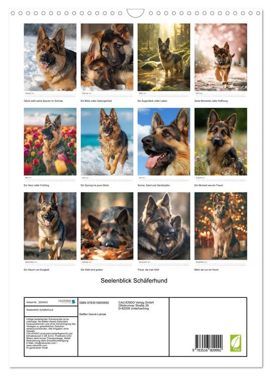 Produktbild: Seelenblick Sch&auml;ferhund (Wandkalender 2027 DIN A3 hoch), CALVENDO Monatskalender