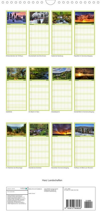 Produktbild: Harz Landschaften - Familienplaner hoch (Wandkalender 2022 , 21 cm x 45 cm, hoch)
