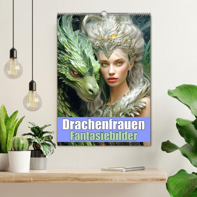 Produktbild: Drachenfrauen - Fantasiebilder (Wandkalender 2026 DIN A2 hoch), CALVENDO Monatskalender