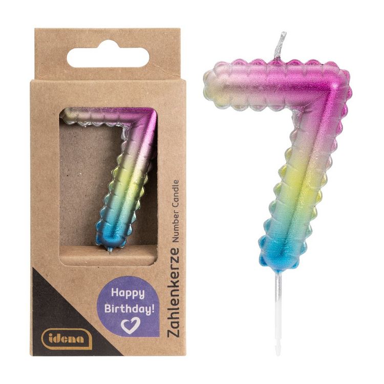 Produktbild: Idena Zahlenkerze 7 Regenbogen metallic