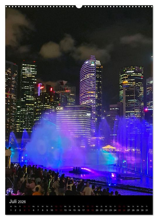 Produktbild: Singapur - Faszinierende Lichterwelt Marina Bay (Wandkalender 2026 DIN A2 hoch), CALVENDO Monatskalender