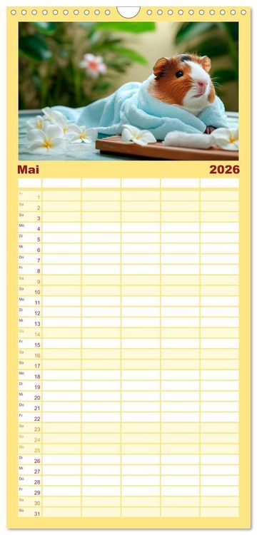 Produktbild: Familienplaner 2026 - Meerschweinchen - Hauptsache Urlaub mit 5 Spalten (Wandkalender, 21 x 45 cm) CALVENDO
