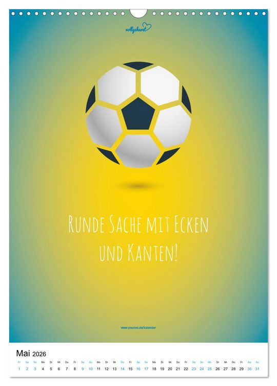 Produktbild: vollgeherzt: Der lustige Zitate-Wandkalender f&uuml;r Fu&szlig;ballfans und Sportbegeisterte! (Wandkalender 2026 DIN A3 hoch), CALVENDO Monatskalender
